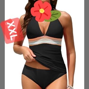 Black Halter Women Swimwear 2 Piece XXL New!